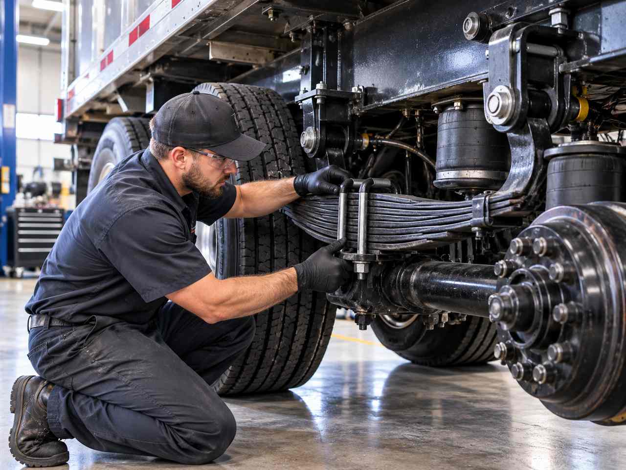 B Tech Auto Diesel technician performing a vehicle diagnostic scan in Houston, TX using professional diagnostic equipment.